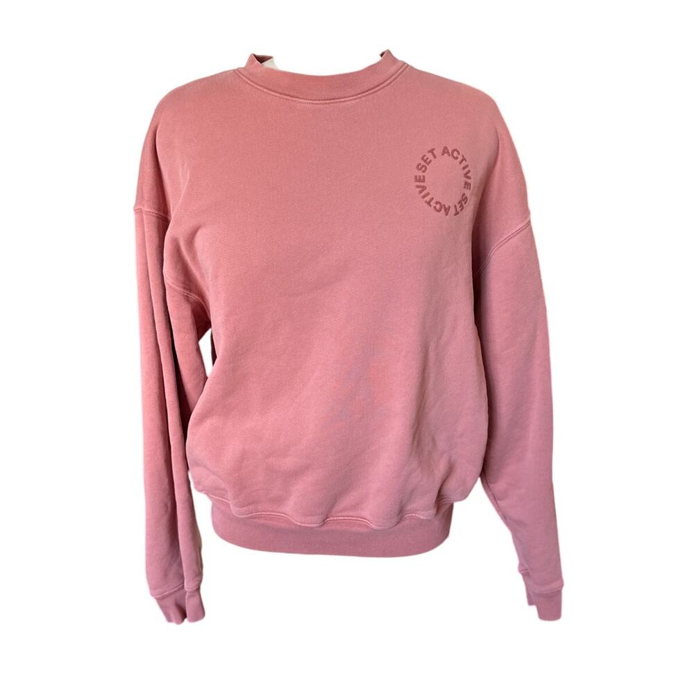 Set Active Crewneck Cotton Sweatshirt in Dusty Rose Size Small